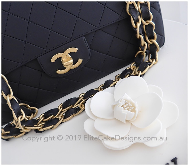 Chanel handbag cake with logo
